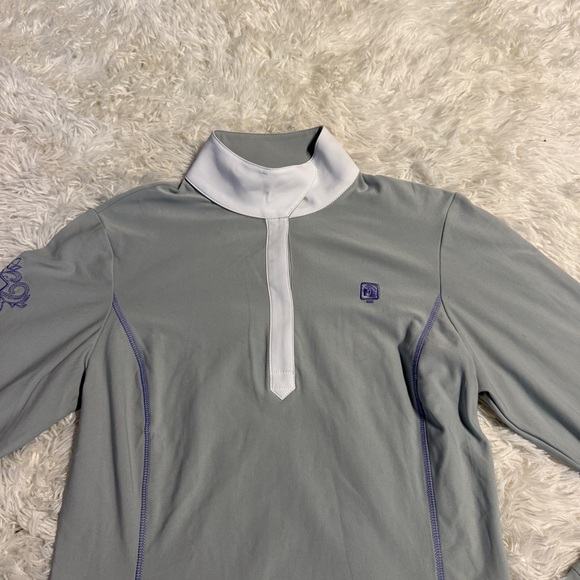 Women’s Medium Grey Romfh Long Sleeve Horseback Riding Show Shirt - Picture 2 of 5